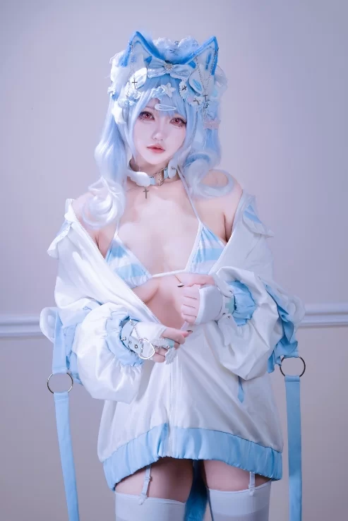 国产coser 狐洛洛子 - 水色猫猫头 40P-701M【40P+701M】