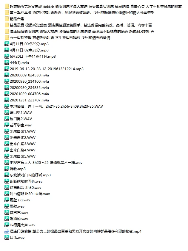 合集类 酒店门缝叫床录音超大合集170部：有风情少妇，有偷情的【170A+25.5G】