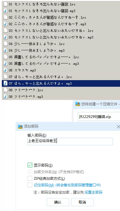 ASMR [汉化版] [RJ229229]睡袋，mp3带汉化字幕79.8m，类型百度网盘【8个，音频mp3+67m】