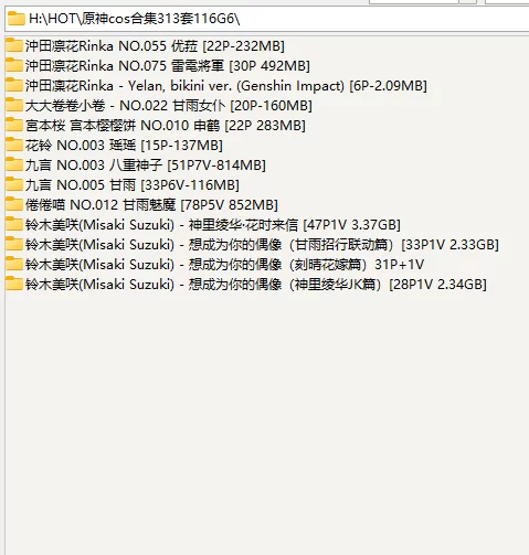 Cosplay [原神合集][原神图集]图鉴较完整cosplay 多图预警!313套【NPNV+116G】