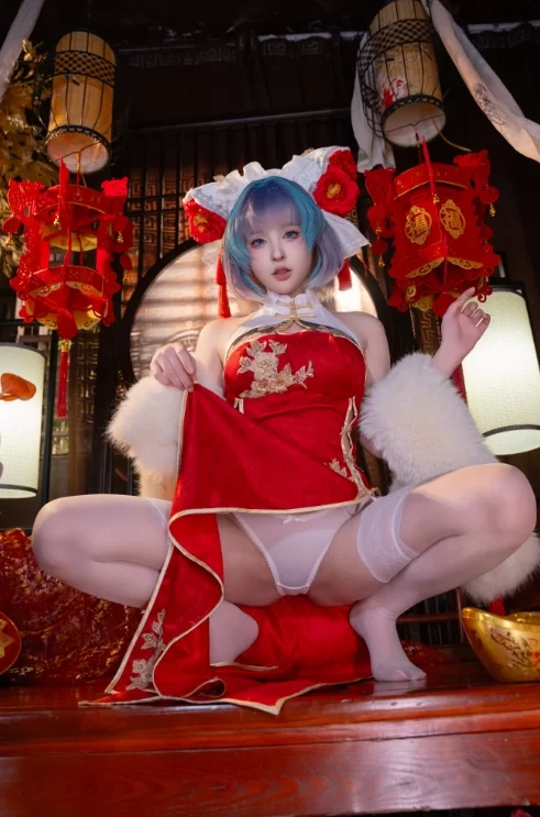 国产coser 清水由乃 - 柴郡新春旗袍 71P+1V-2.41G【71P+1V+2.41G】