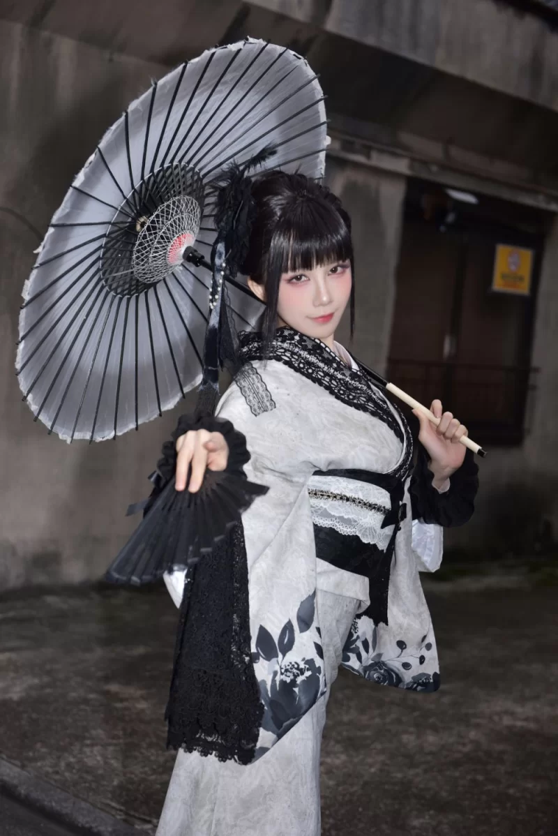 Cosplay 水淼aqua Vol.227 Black Lace Kimono[70P-99M][百度网盘]【70P+99M】
