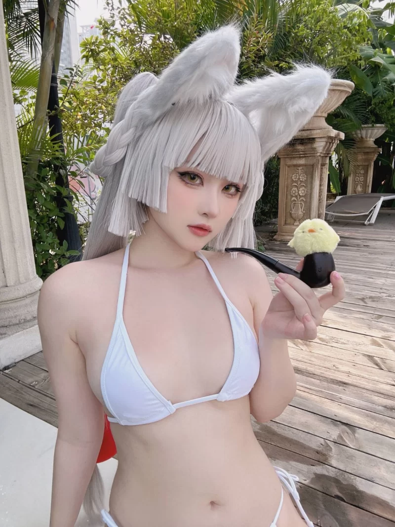 国产coser 屿鱼 兽耳白毛狐狸[19P-35.8M]【19P+35M】