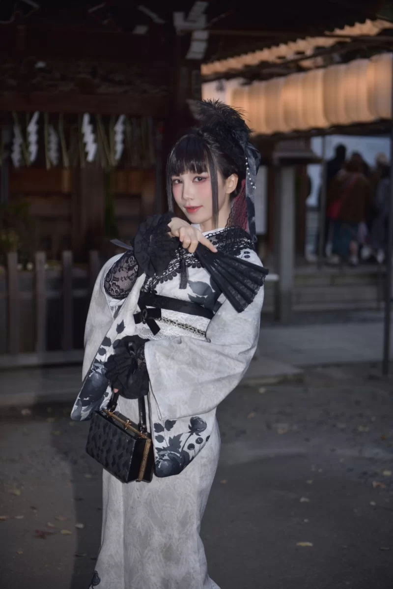 Cosplay 水淼aqua Vol.227 Black Lace Kimono[70P-99M][百度网盘]【70P+99M】