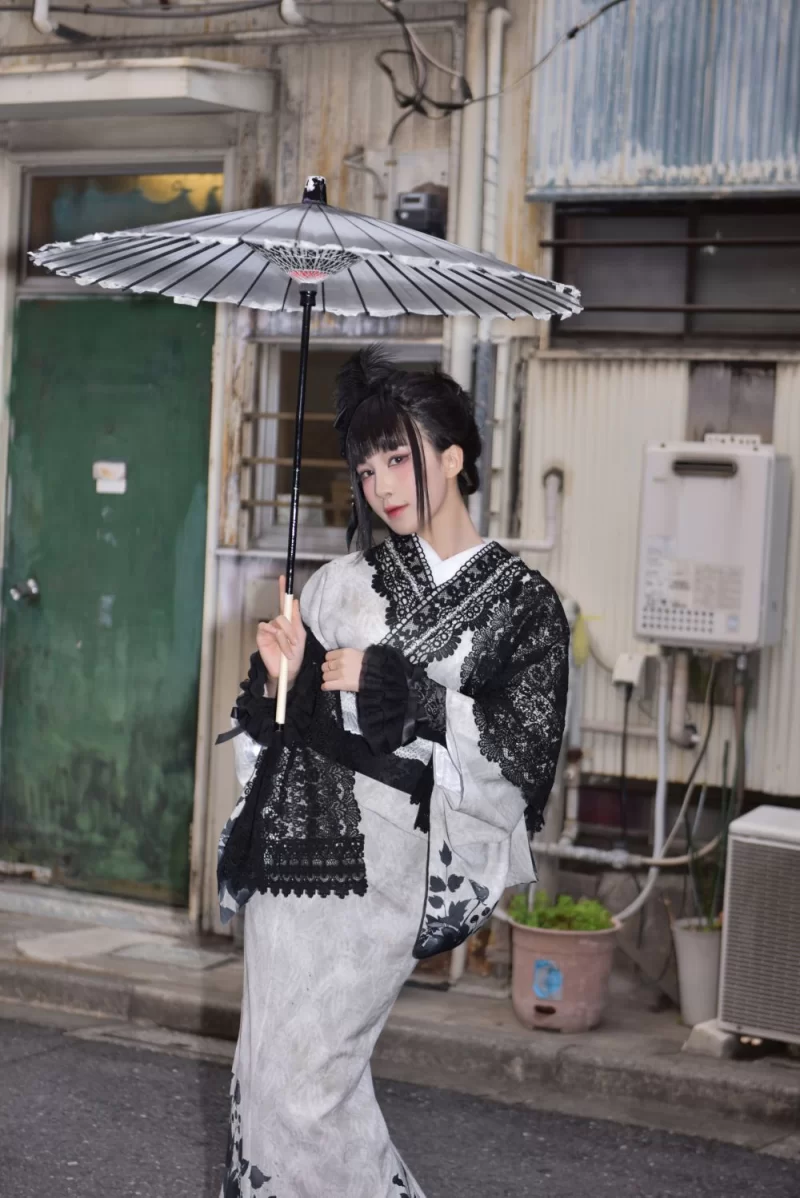 Cosplay 水淼aqua Vol.227 Black Lace Kimono[70P-99M][百度网盘]【70P+99M】