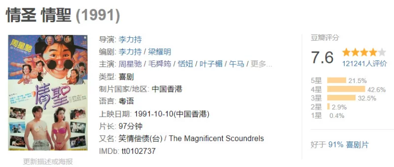 正常电影 [香港喜剧]情圣1991 周星驰 叶子楣 AI修复版 国粤双语中字【1V+6.84G】