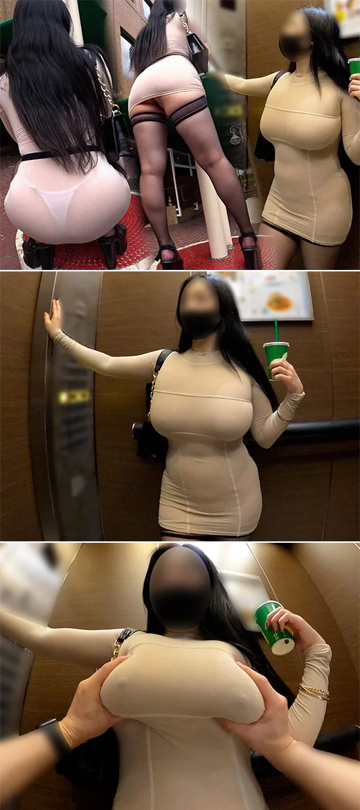 自拍 HIPANGEL90-91 紧身连体裙蕾丝丁字裤 乳头清晰可见 K杯巨乳街拍【2V+1.47G】