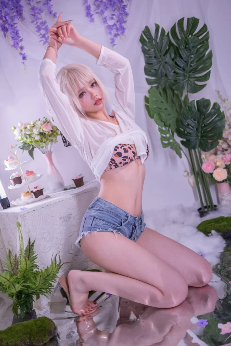 国产coser 星黛鹿鹿 罩纱豹纹泳装 [41P-495MB]【41P+495M】