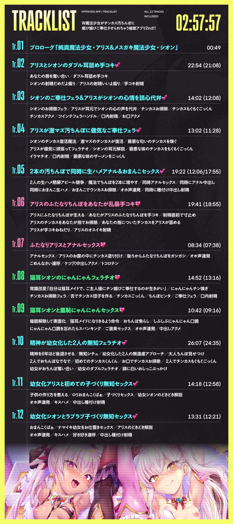 ASMR W魔法少女がチンカス汚ちんぽに媚び媚びご奉仕させられ【13+3g】