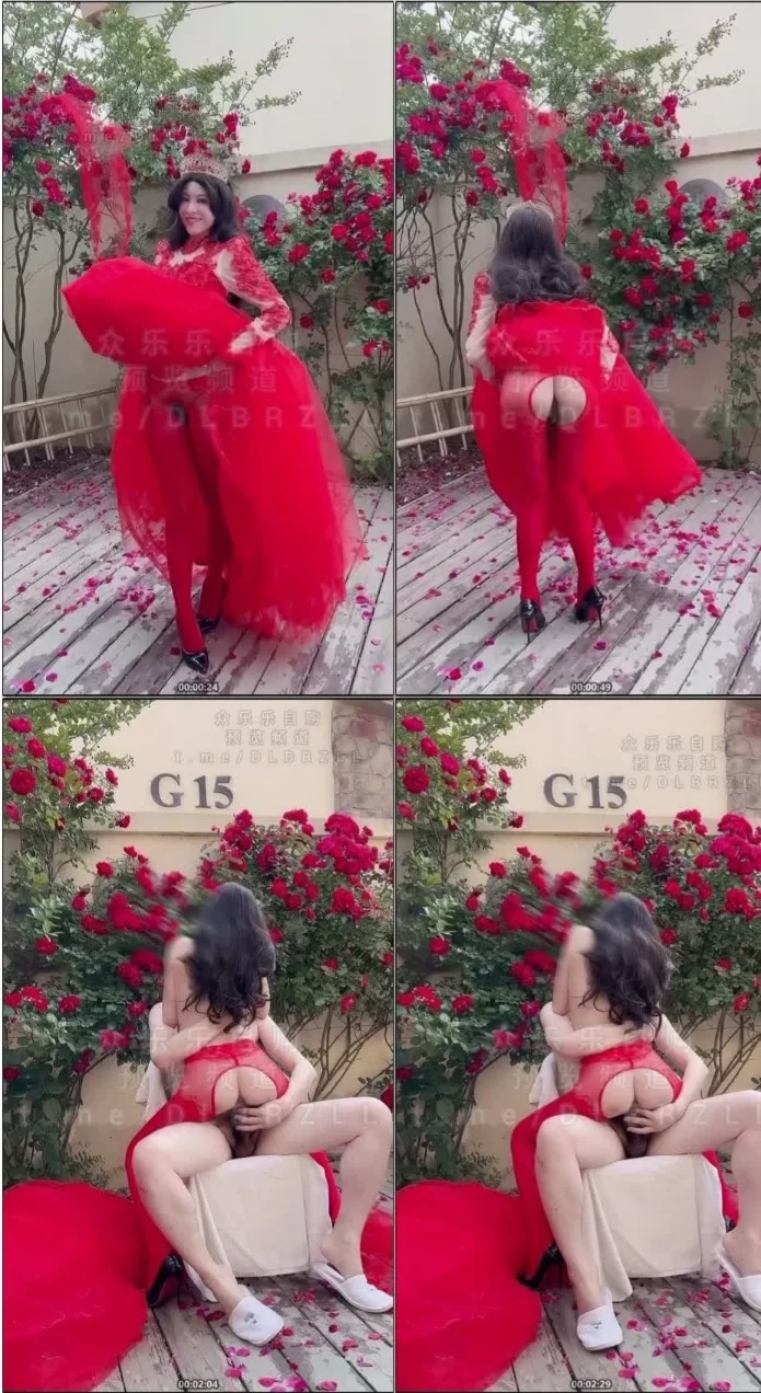 美女御姐 推特「桉X」《红色新娘》火红婚纱，开放丝袜，女上位骑乘榨精【1v+371M】