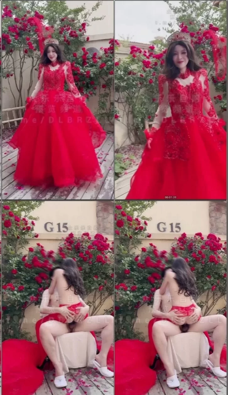 美女御姐 推特「桉X」《红色新娘》火红婚纱，开放丝袜，女上位骑乘榨精【1v+371M】