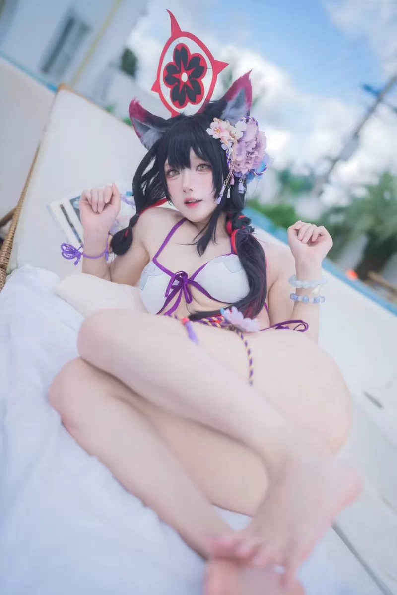 国产coser 阿包也是兔娘 - 蔚蓝档案 狐坂若藻 水着[32P 187.5M]【32P+187M】