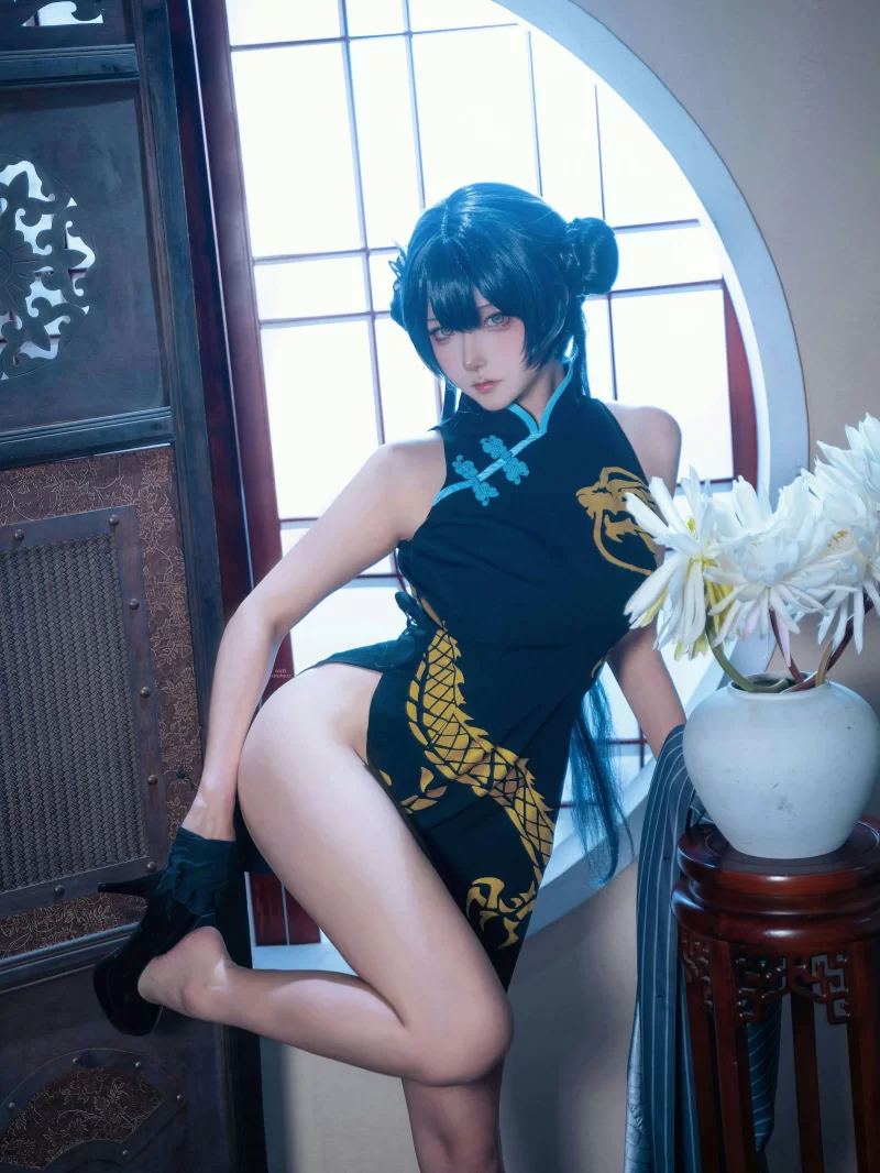 国产模特 Seya-狮砸 NO.045 蔚蓝档案 妃咲 旗袍 [12P-138MB]【12P+138MB】