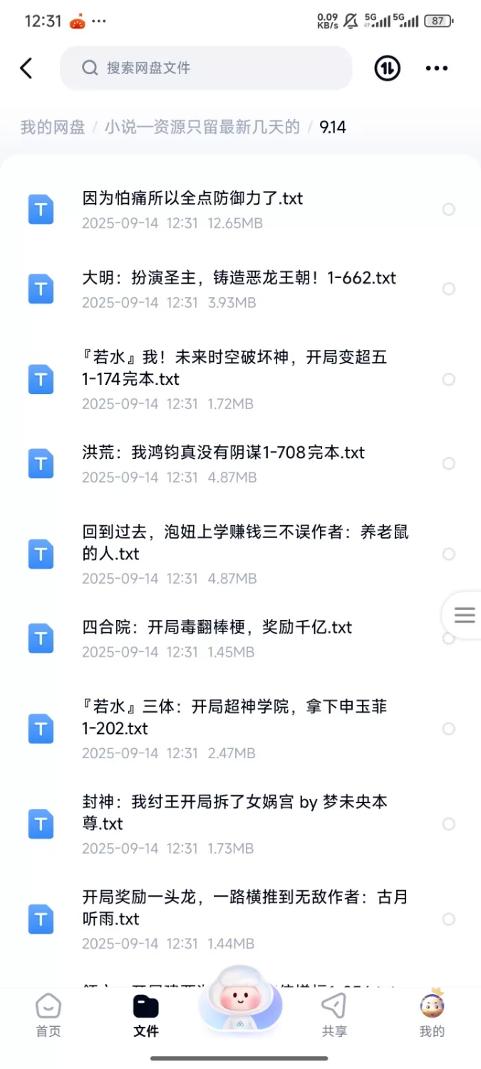 合集 飞卢刺猬猫菠萝包起点次元姬等网站小说合集9.14分享【+205m】