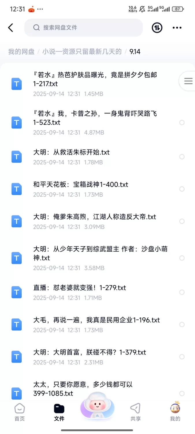 合集 飞卢刺猬猫菠萝包起点次元姬等网站小说合集9.14分享【+205m】