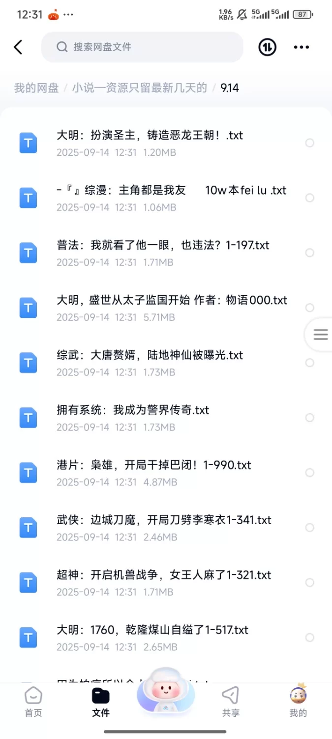 合集 飞卢刺猬猫菠萝包起点次元姬等网站小说合集9.14分享【+205m】