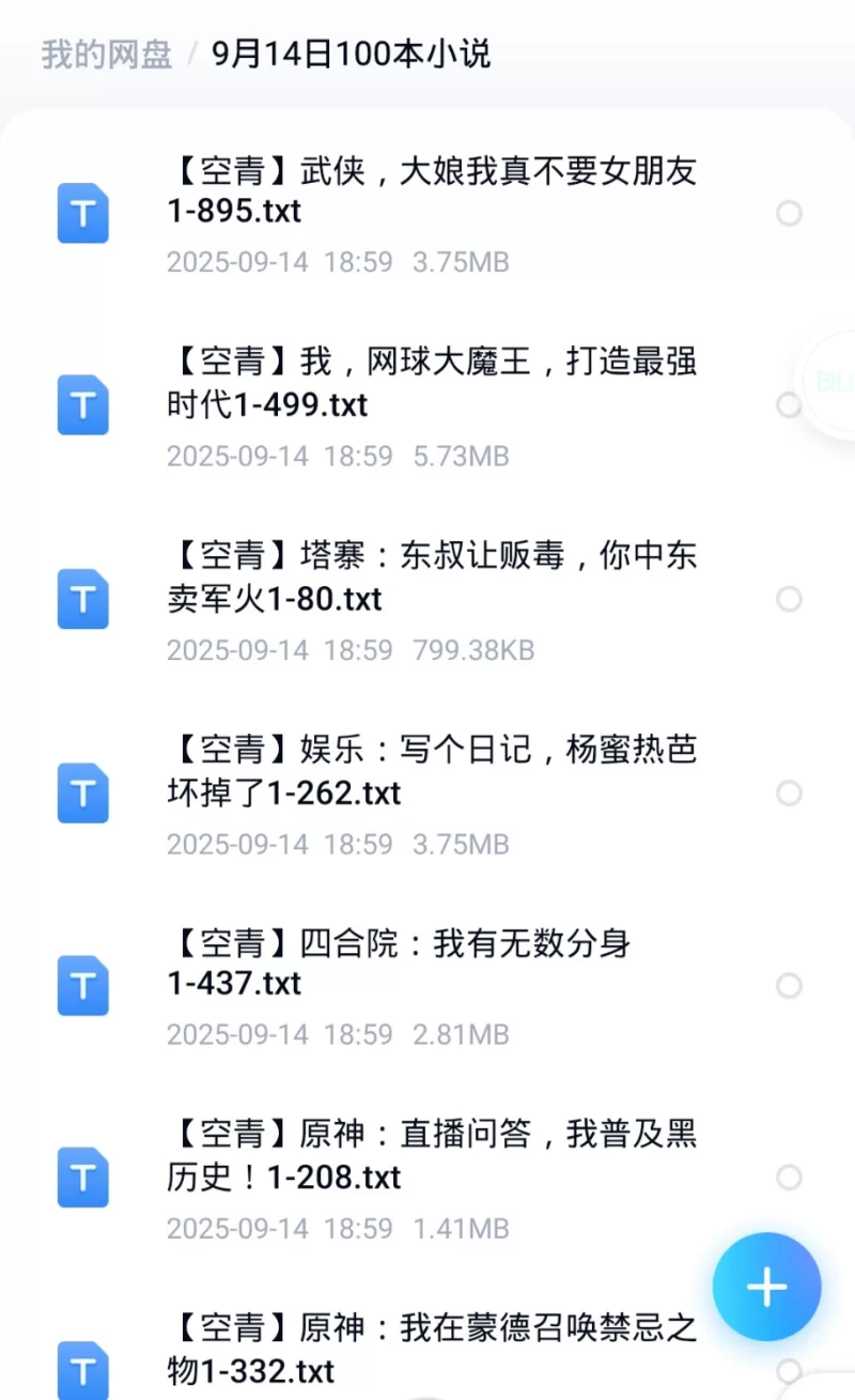 合集 100本小说飞卢 起点 刺猬猫 菠萝包 小说合集【+400M】
