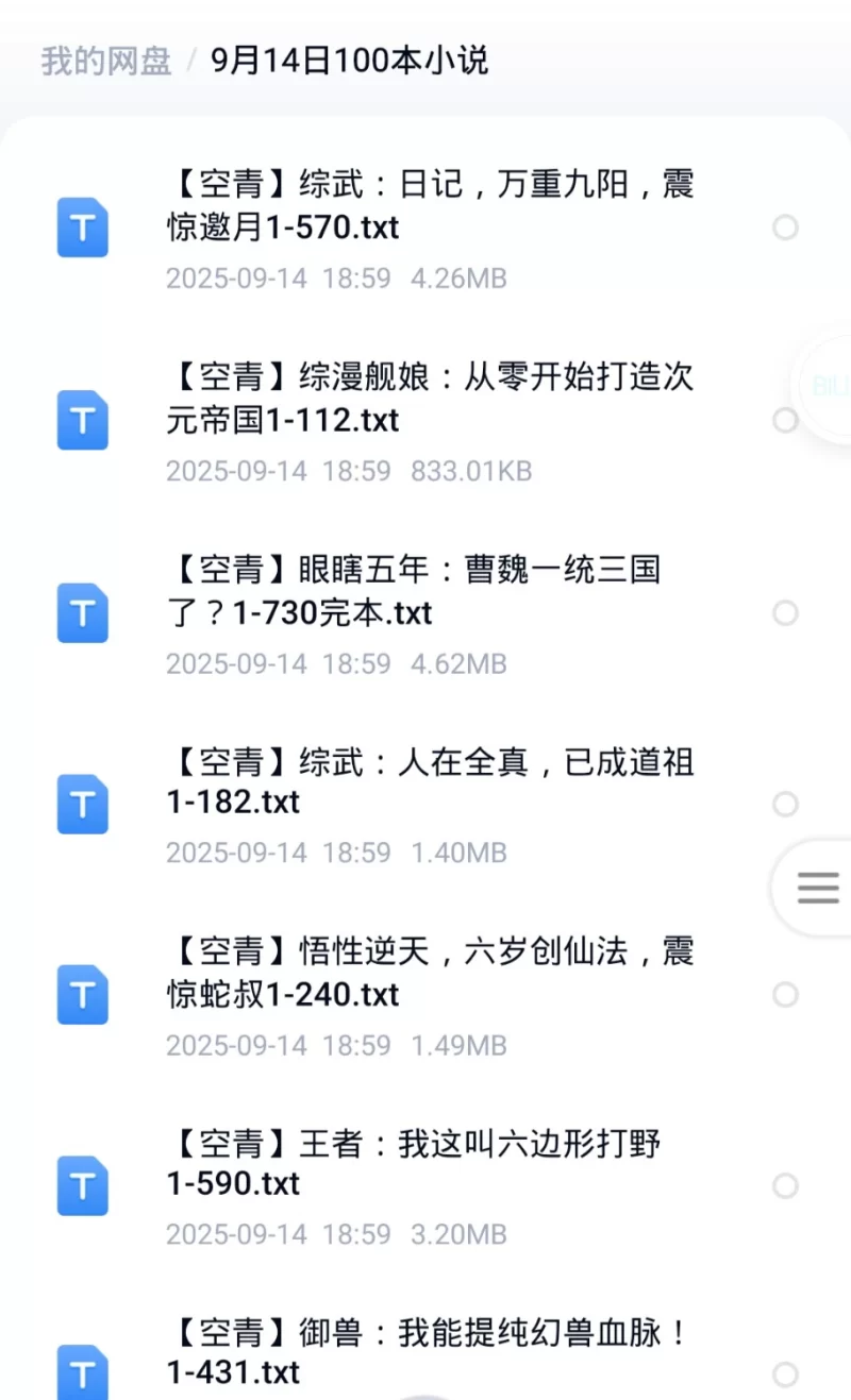 合集 100本小说飞卢 起点 刺猬猫 菠萝包 小说合集【+400M】