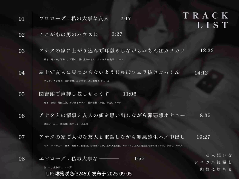 ASMR 为了朋友着想的毒舌学妹沦陷于肉欲～学妹×罪恶感×下流低【1+175M】