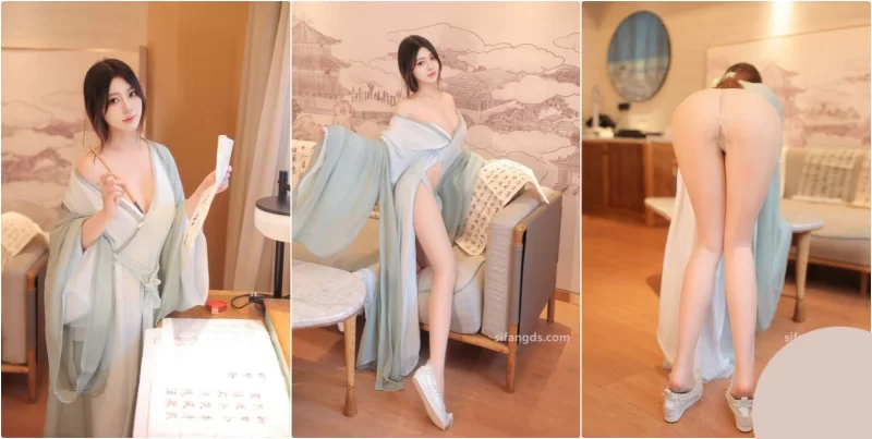 福利姬 秀人网 顶级颜值模特女神『蛋蛋宝』绿色汉服 自慰福利【1V+900M】