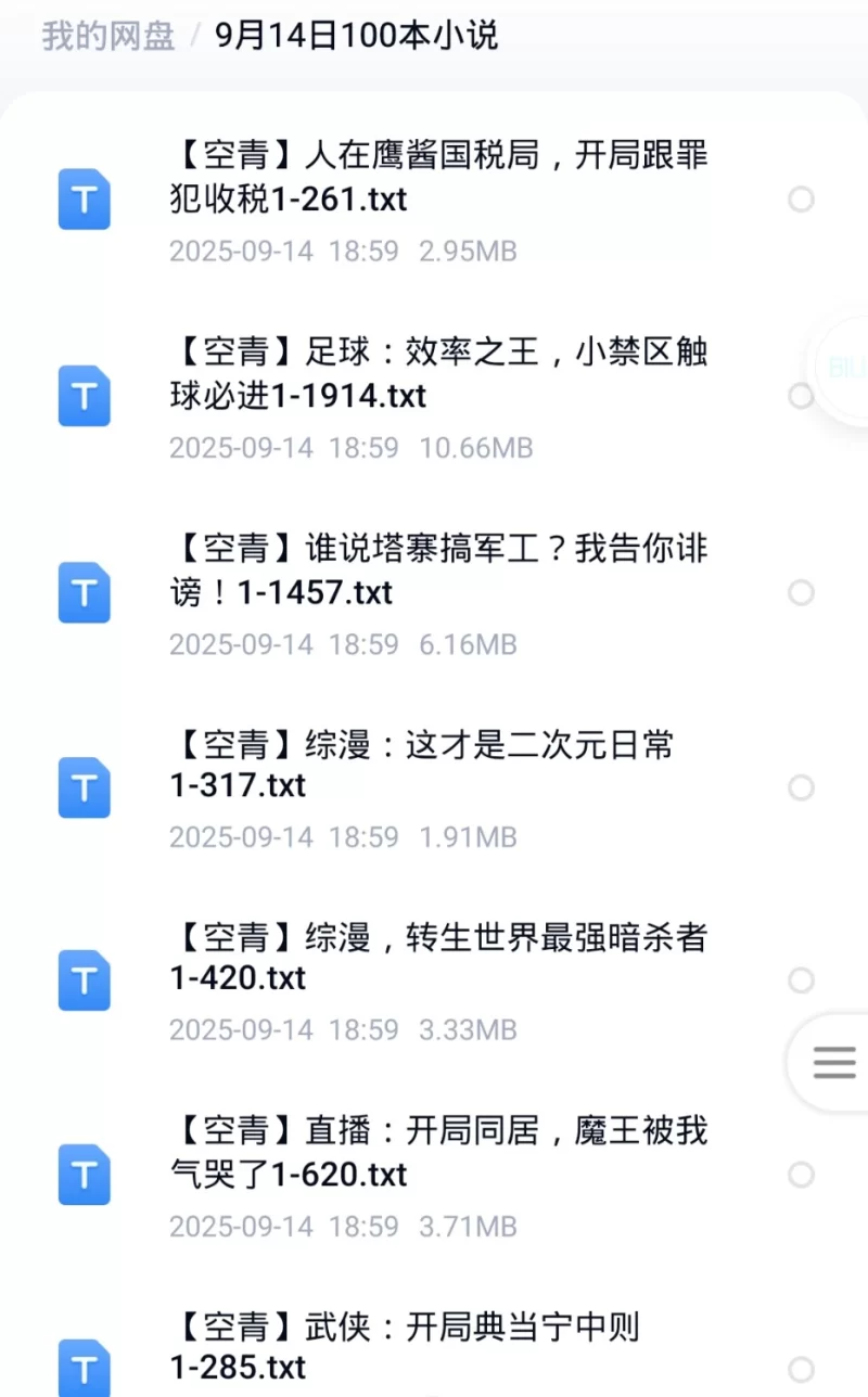 合集 100本小说飞卢 起点 刺猬猫 菠萝包 小说合集【+400M】