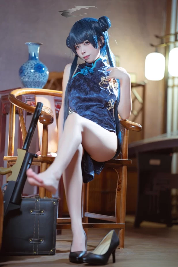 国产coser 三無人型 - 蔚蓝档案 龙华妃咲 旗袍 42P-407M【42P+407M】