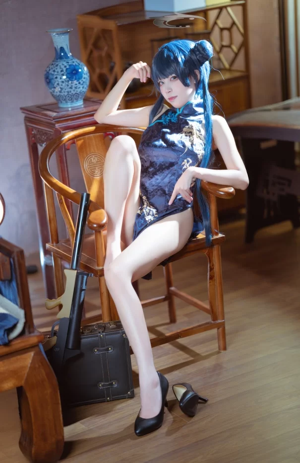国产coser 三無人型 - 蔚蓝档案 龙华妃咲 旗袍 42P-407M【42P+407M】