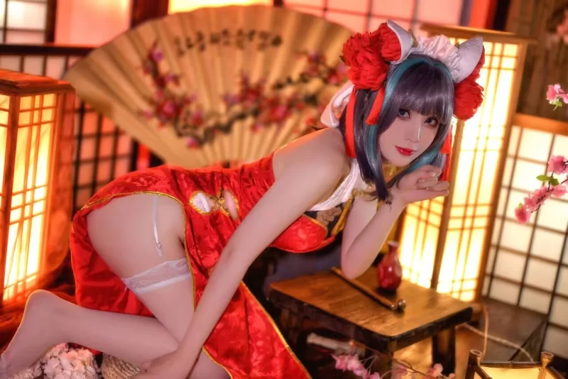 国产coser zyra秋 - 碧蓝航线 柴郡 红旗袍【20P+177M】