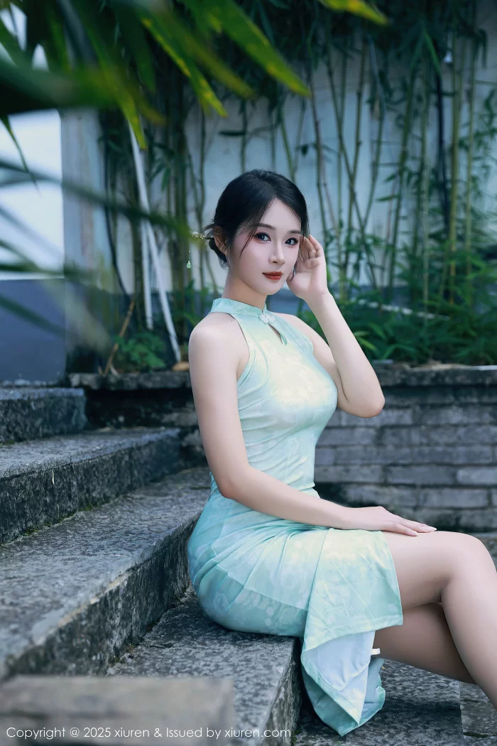 国产模特 No.10538 南乔 绿色旗袍【84P+709MB】