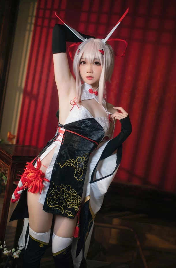 国产coser 焖焖碳 - 碧蓝航线 绫波旗袍 25P-375M【25P+375M】